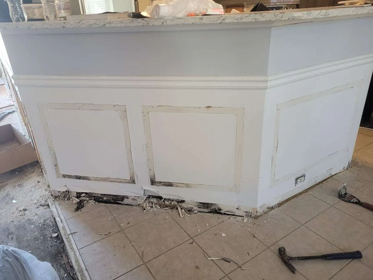 Water damage and mold on kitchen during Storm Damage Restoration in Medina